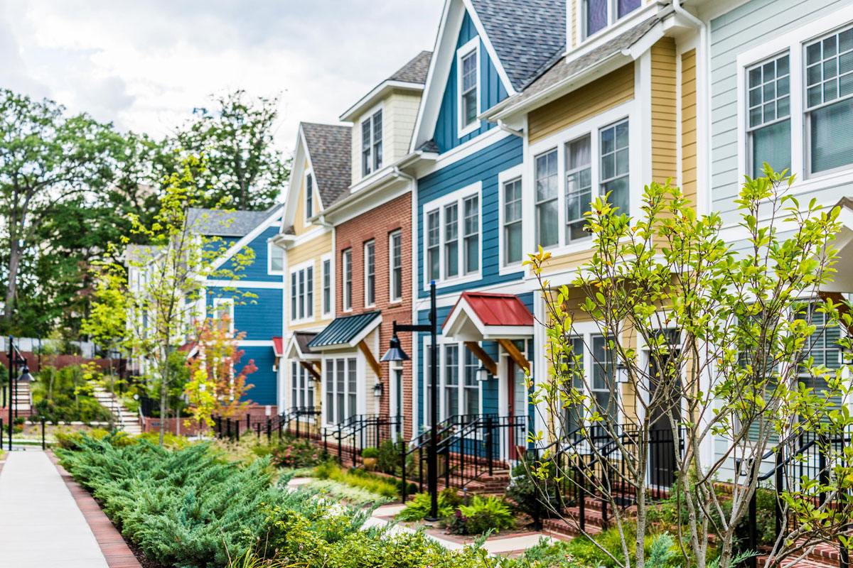 multi-colored houses lined up