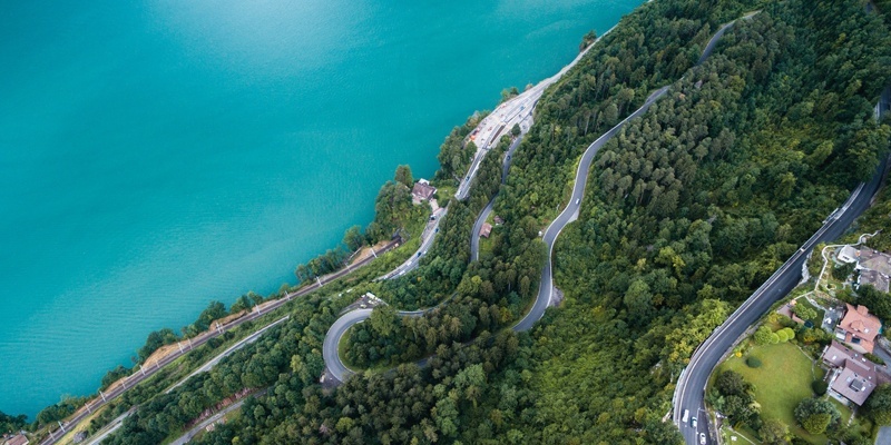 Aerial view of beautiful coast of rocky hill